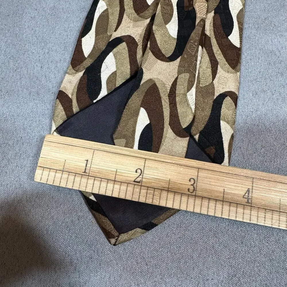 Hunting Horn J. Riggings Tie Brown Abstract Geometric Tie Vintage 80s 90s